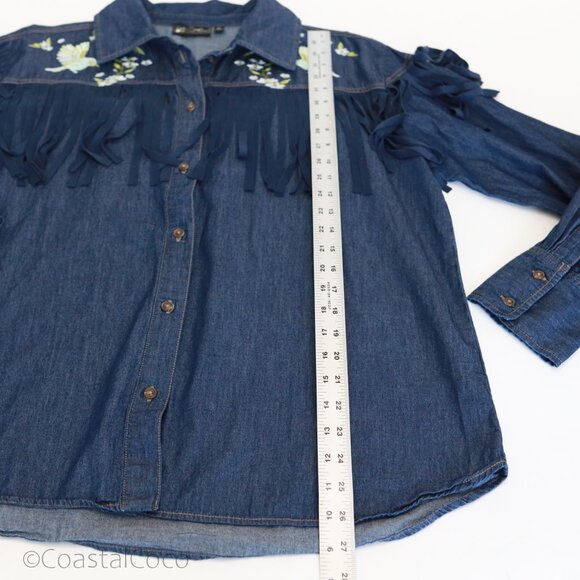 DG2 Diane Gilman Western Button Up Shirt XL Womens Fringe Rodeo Country Festival - Picture 13 of 14